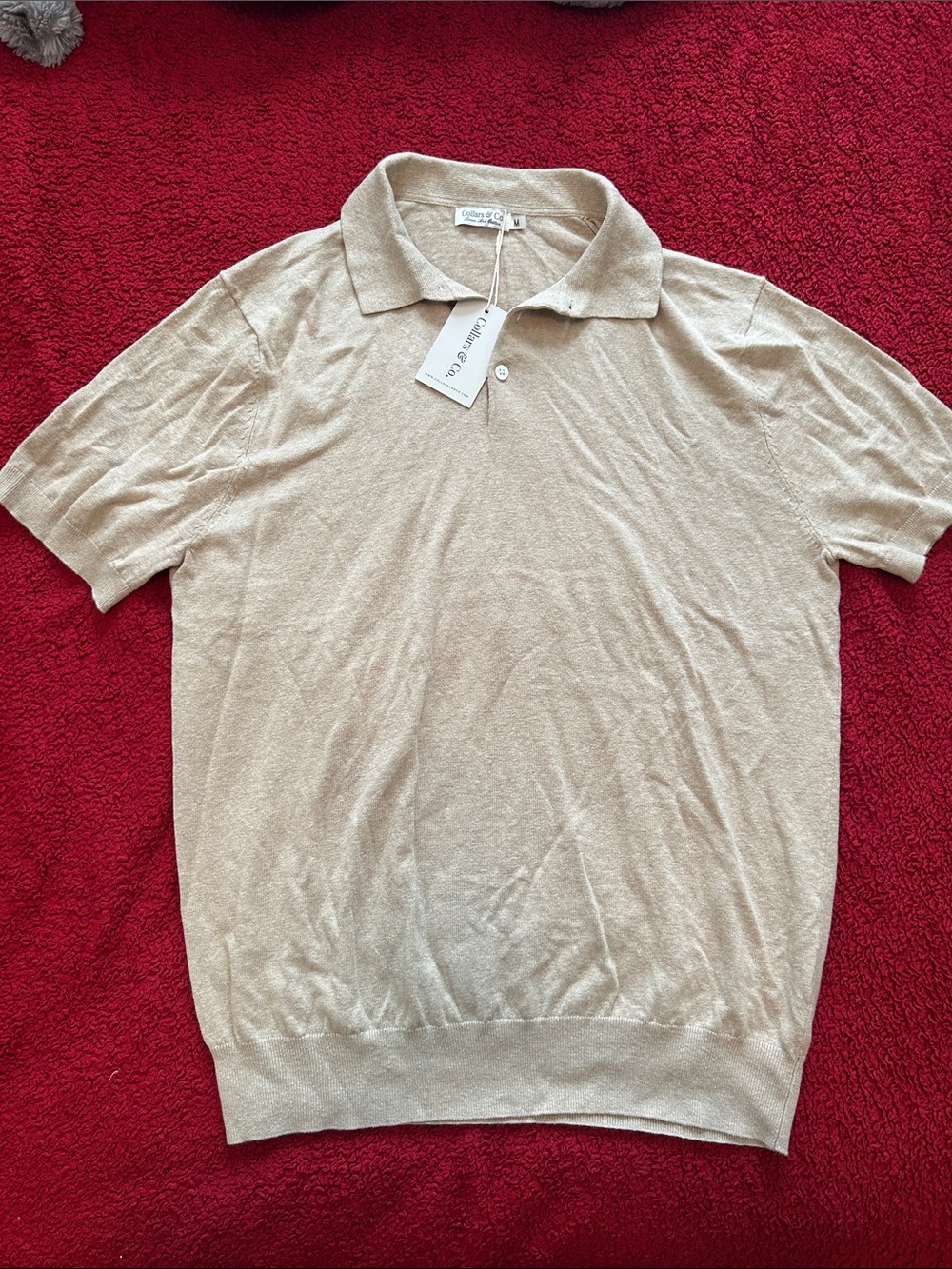 Men's Short-Sleeve Polo in Beige
